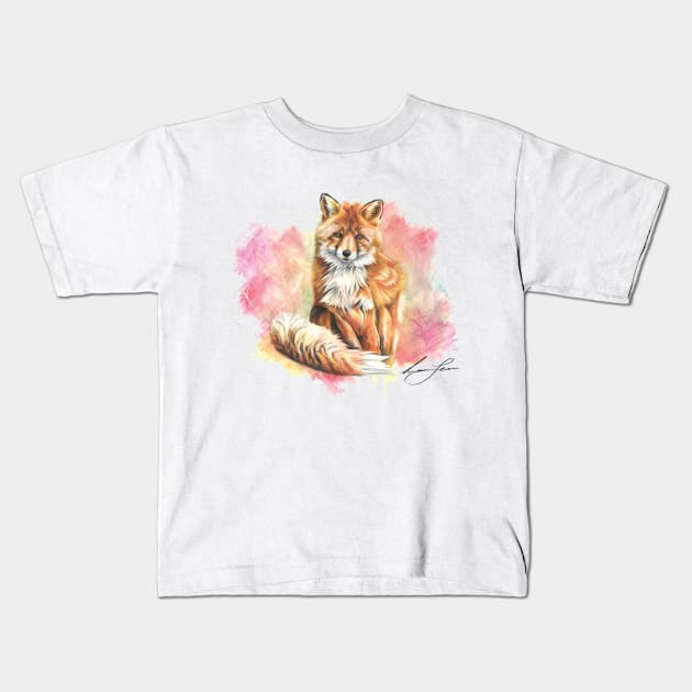 Autumn Fox Kids T-Shirt by Lcrossart